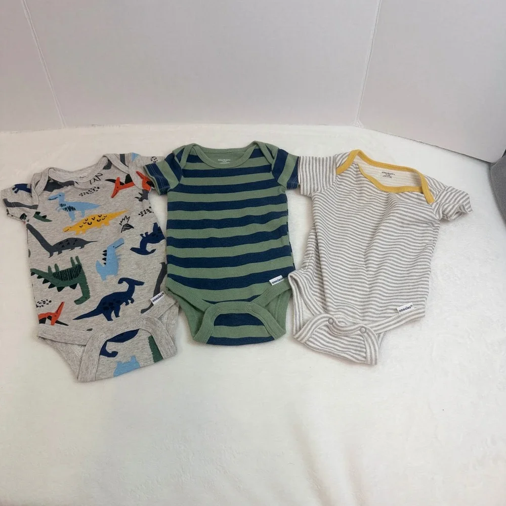 Gerber Gymboree Baby Bodysuit Lot 10pc Kids 0-3M Multi Excellent Dino Stripes